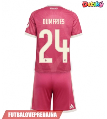 Lacne Dětský Futbalové dres Real Madrid Denzel Dumfries #24 2026-27 Krátky Rukáv - Tretina (+ trenírky)
